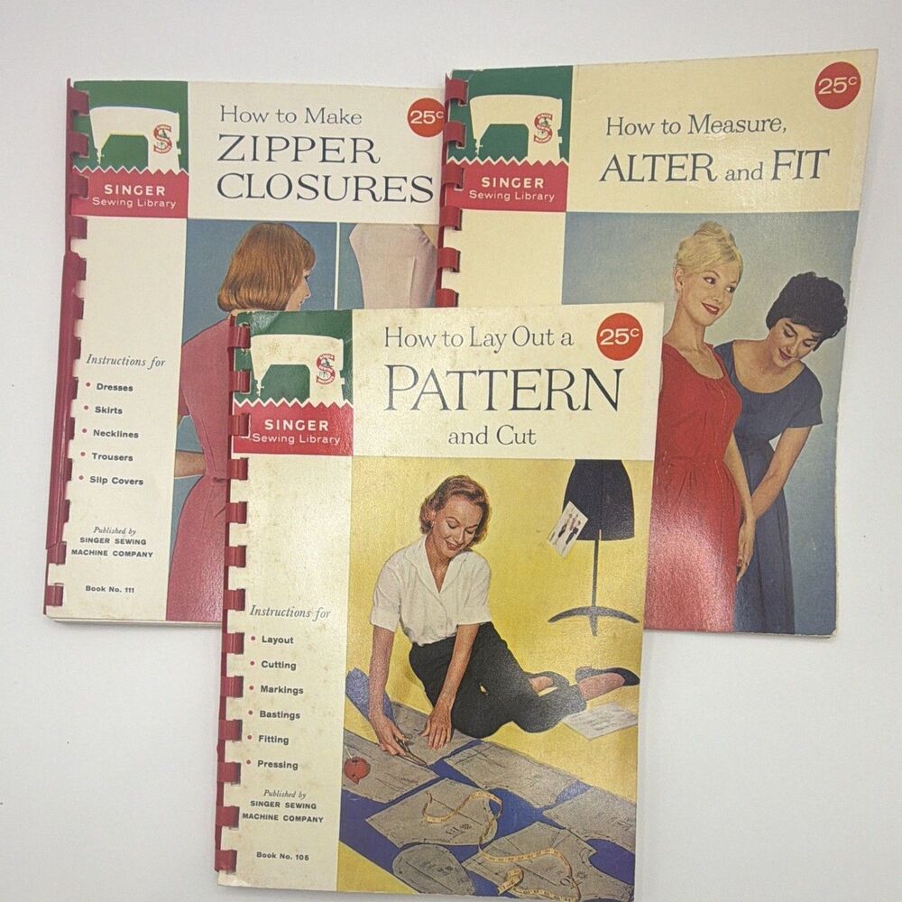 Singer Sewing Library Lot of 3 Instruction Booklets: Pattern, Fit, Zippers